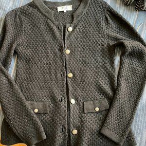 Tibi Black Peplum Button Cardigan